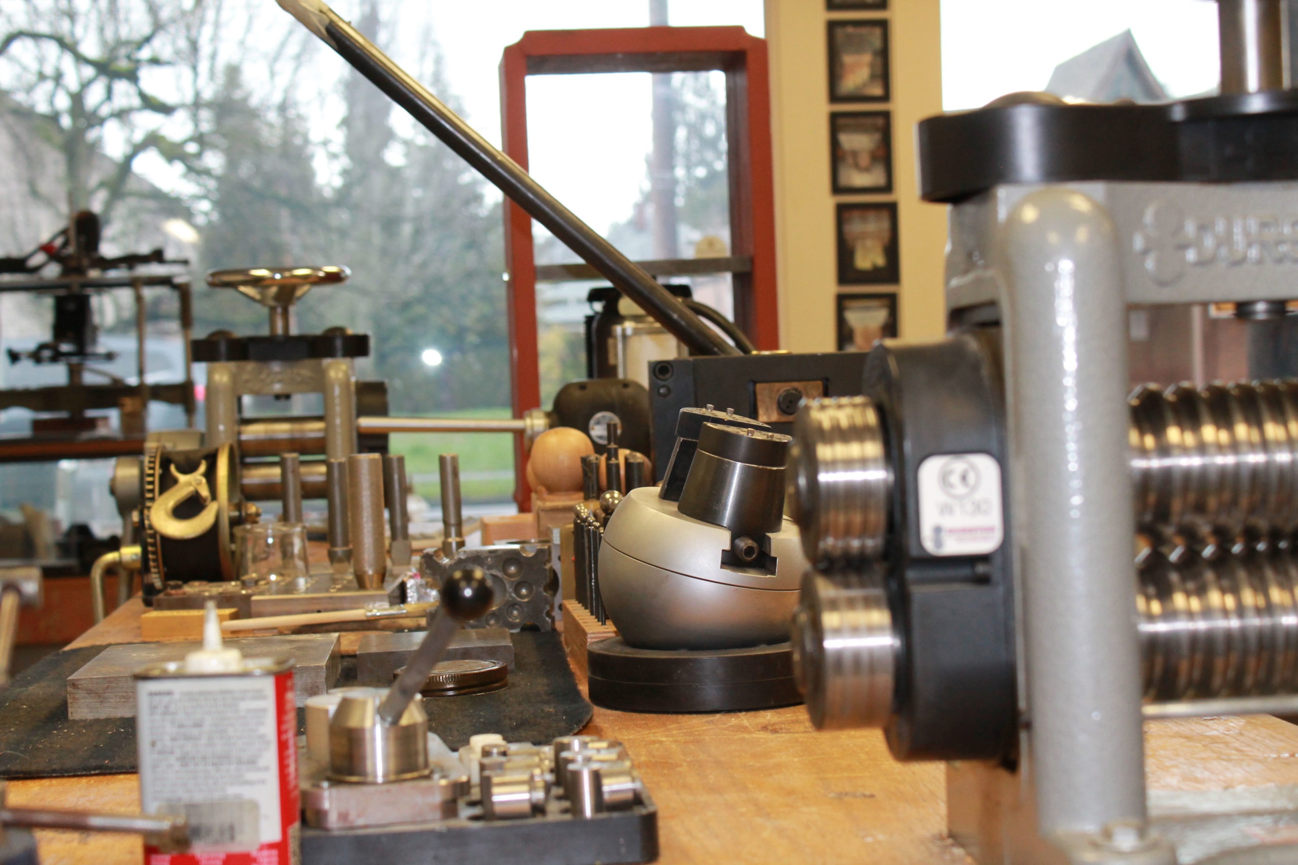 Top of heavy table with tools